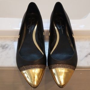 Jessica Simpson Gold Cap Flats